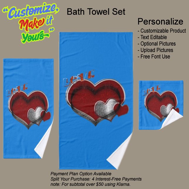 Ensemble de serviettes bleu magique Heart (Heart Magic Bathroom Towel Set Featuring a Blue Background.)