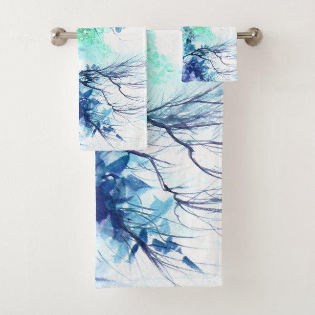 Ensemble de serviettes bleu saule  (En situation)