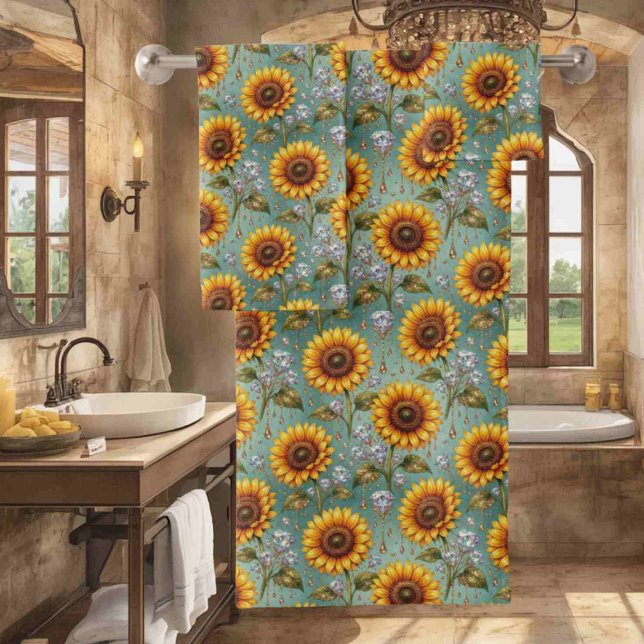 Ensemble de serviettes Bohème Tournesols et Diaman (Créateur téléchargé)