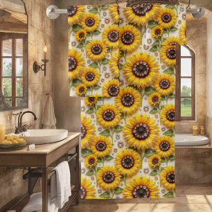 Ensemble de serviettes Boho Tournesols et Diamants