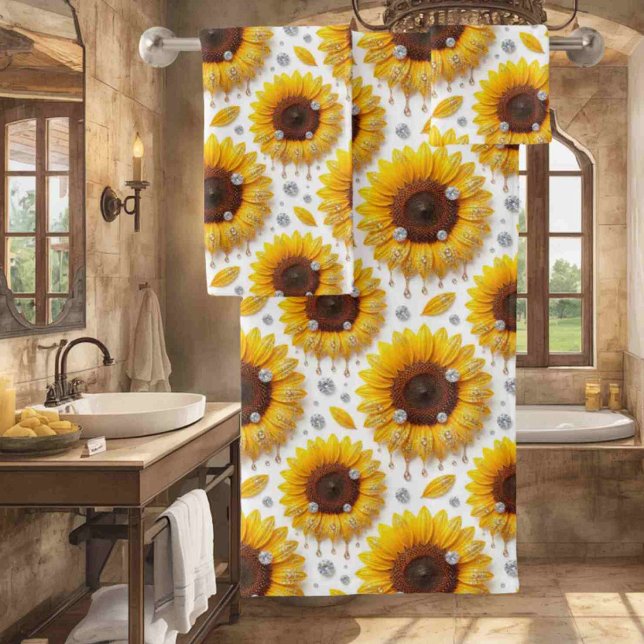 Ensemble de serviettes Boho Tournesols et Diamants (Créateur téléchargé)