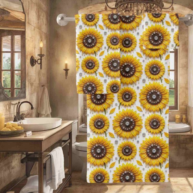 Ensemble de serviettes Boho Tournesols et Diamants (Créateur téléchargé)