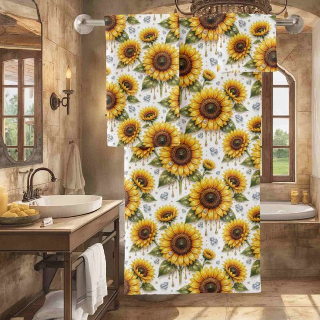 Ensemble de serviettes Boho Tournesols et Diamants (Créateur téléchargé)