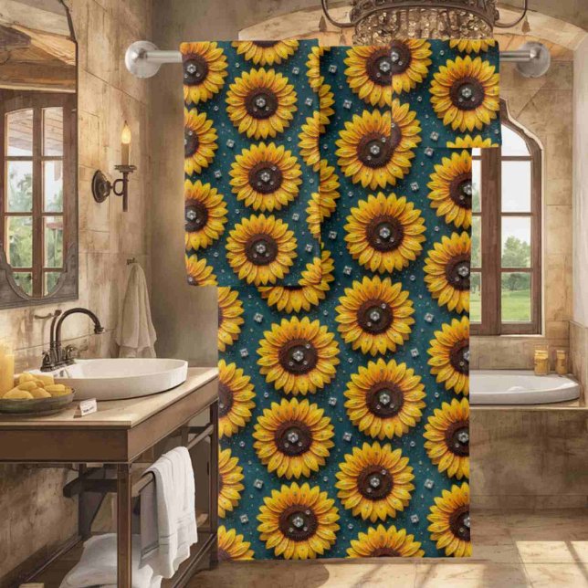 Ensemble de serviettes Boho Tournesols et Diamants (Créateur téléchargé)