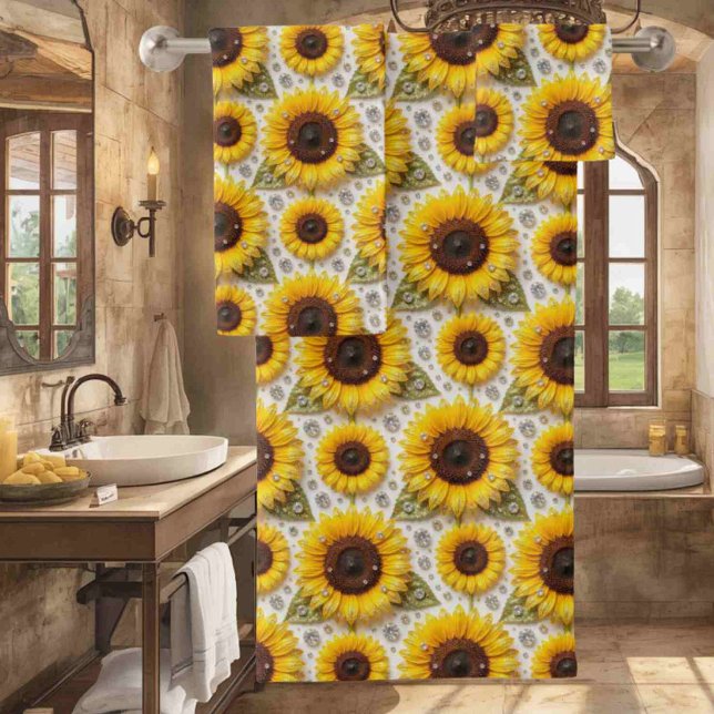 Ensemble de serviettes Boho Tournesols et Diamants (Créateur téléchargé)