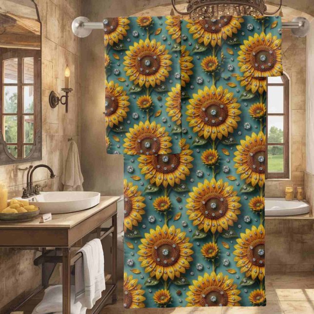 Ensemble de serviettes Boho Tournesols et Diamants (Créateur téléchargé)