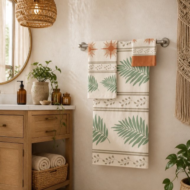 Ensemble de serviettes botaniques Boho Geo (Créateur téléchargé)