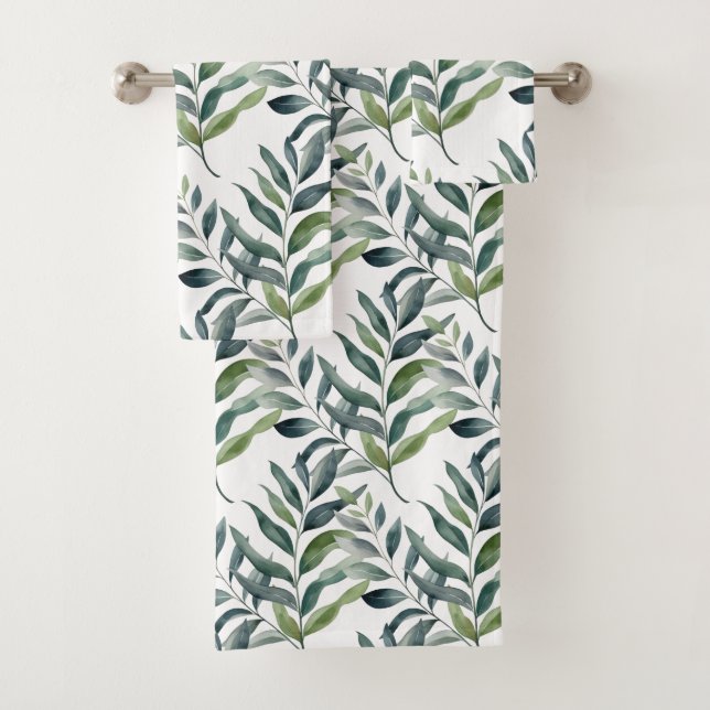 Ensemble de serviettes botaniques de verdure (En situation)
