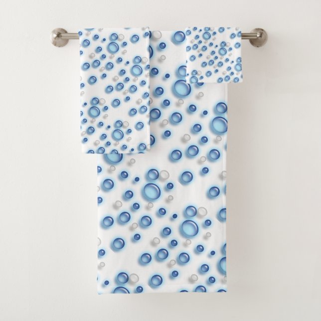 Ensemble de serviettes - Bulles bleues (En situation)