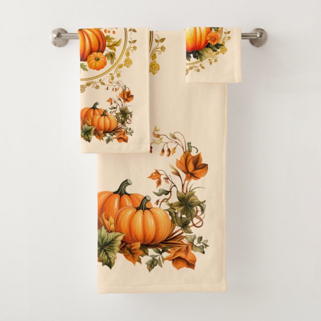 Ensemble de serviettes Citrouilles automne (En situation)