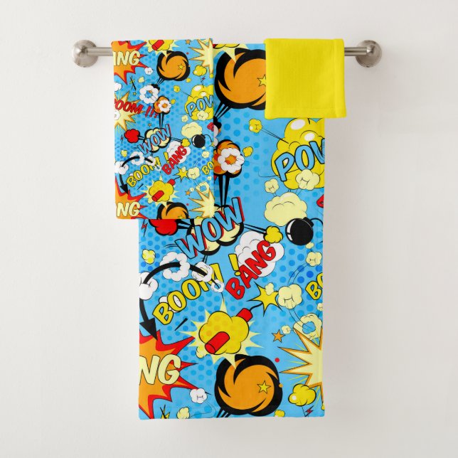 Ensemble de serviettes d'art Pop de livre de bande (En situation)