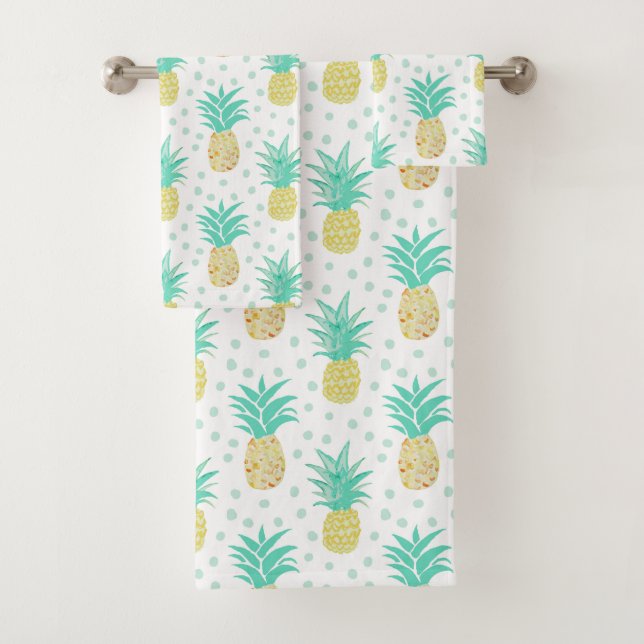 Ensemble de serviettes de bain à ananas Motif Polk (En situation)