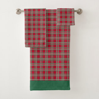 Ensemble de serviettes de bain à carreaux rouges d
