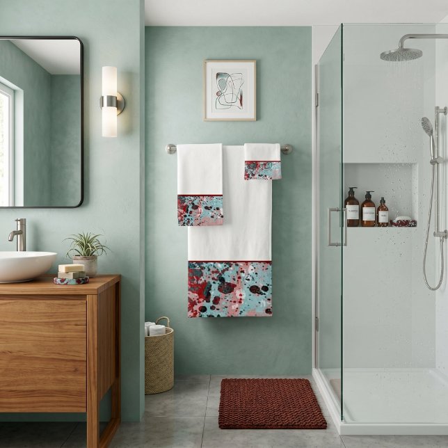 Ensemble de serviettes de bain à éclaboussures rou (Créateur téléchargé)