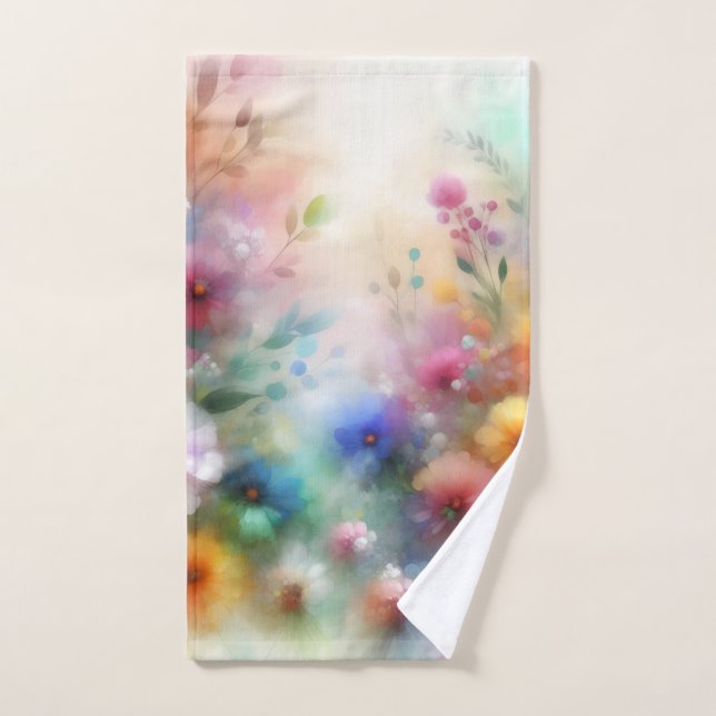 Ensemble de serviettes de bain à fleurs aquarelles (Serviette à main)