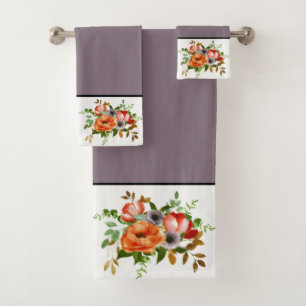 Ensemble de serviettes de bain à fleurs aquarelles