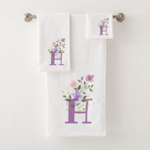 Ensemble de serviettes de bain à lettre initiale H