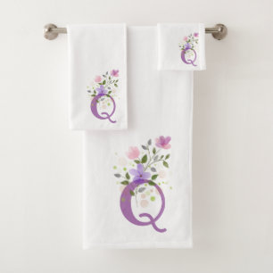 Ensemble de serviettes de bain à lettre initiale Q