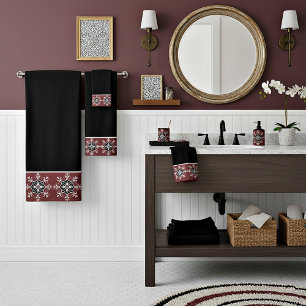 Ensemble de serviettes de bain à médaillon noir et