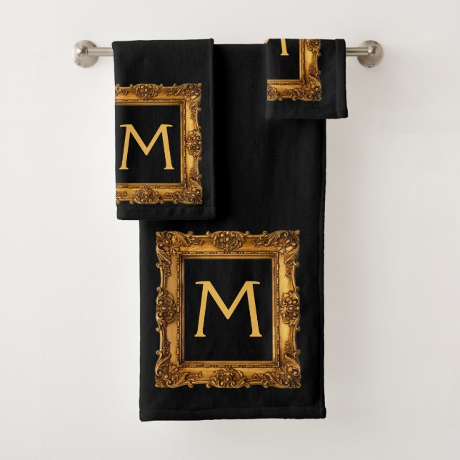 Ensemble de serviettes de bain à monogramme encadr (En situation)