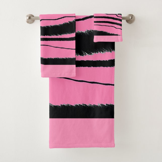 Ensemble de serviettes de bain à motif animal rose (En situation)