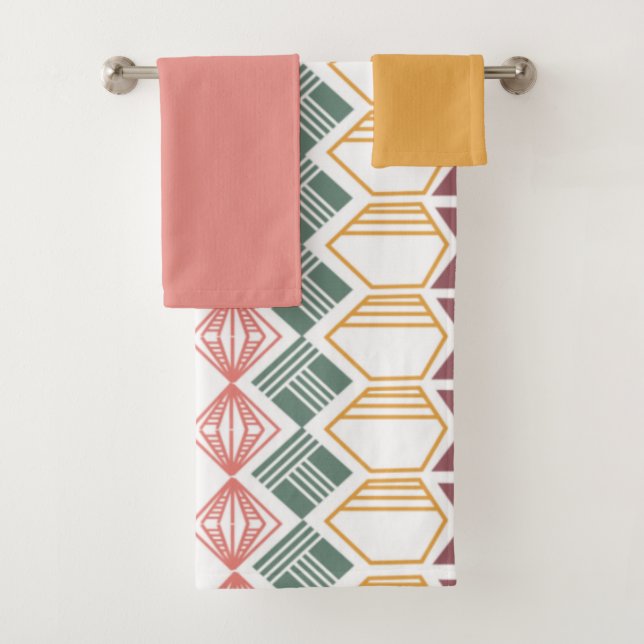 Ensemble de serviettes de bain à motif bohème (En situation)