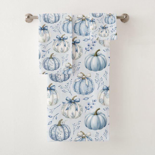 Ensemble de serviettes de bain à motif citrouille  (En situation)