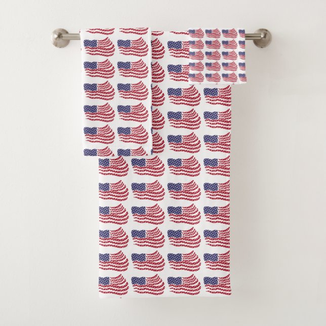Ensemble de serviettes de bain à motif de drapeau  (En situation)