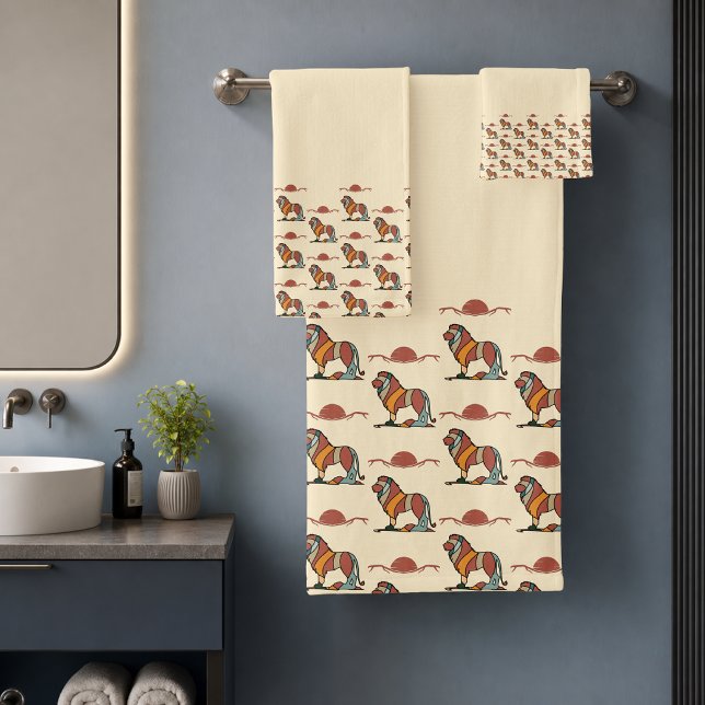 Ensemble de serviettes de bain à motif de lion | D (Créateur téléchargé)