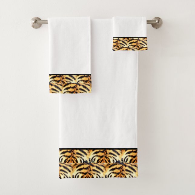 Ensemble de serviettes de bain à motif de tigre él (En situation)