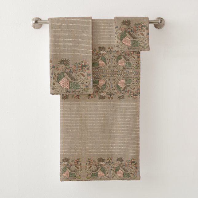 Ensemble de serviettes de bain à motif d'oiseau gr (En situation)