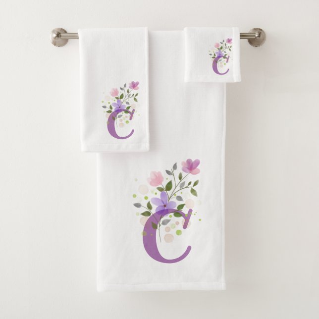 Ensemble de serviettes de bain à motif floral et l (En situation)