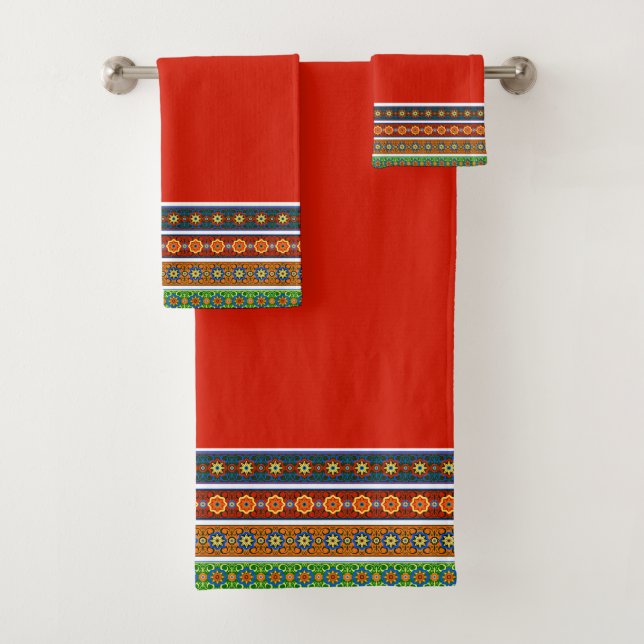 Ensemble de serviettes de bain à motif ornemental  (En situation)