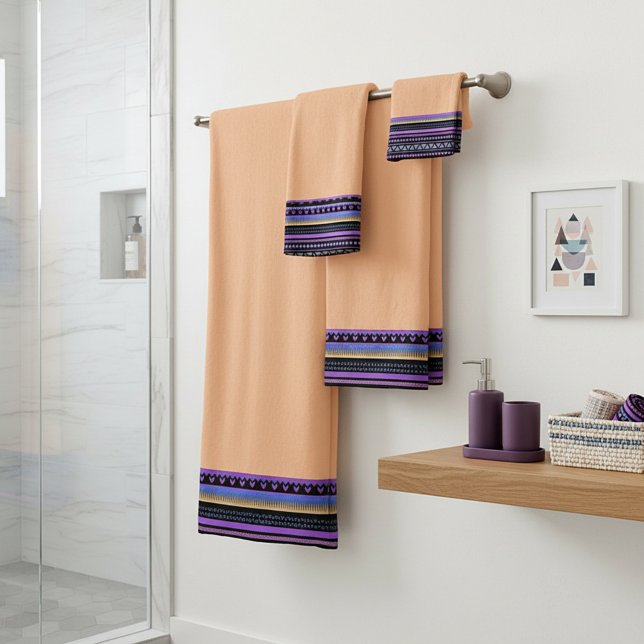 Ensemble de serviettes de bain à motif tribal viol (Créateur téléchargé)