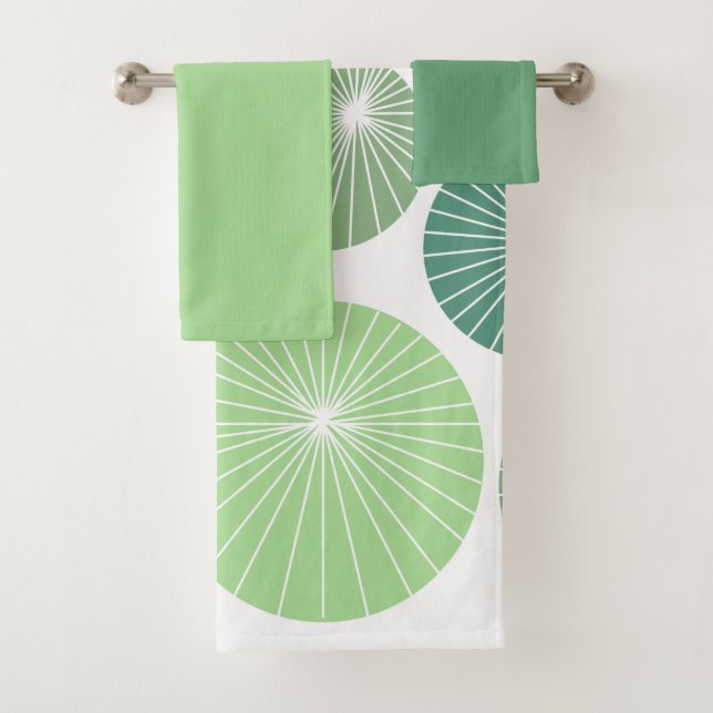 Ensemble de serviettes de bain à Pinwheel vert des (En situation)