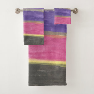 Ensemble de serviettes de bain à rayures roses et