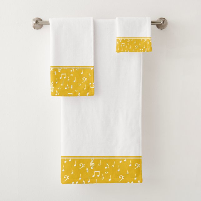 ensemble de serviettes de bain à symboles musicaux (En situation)