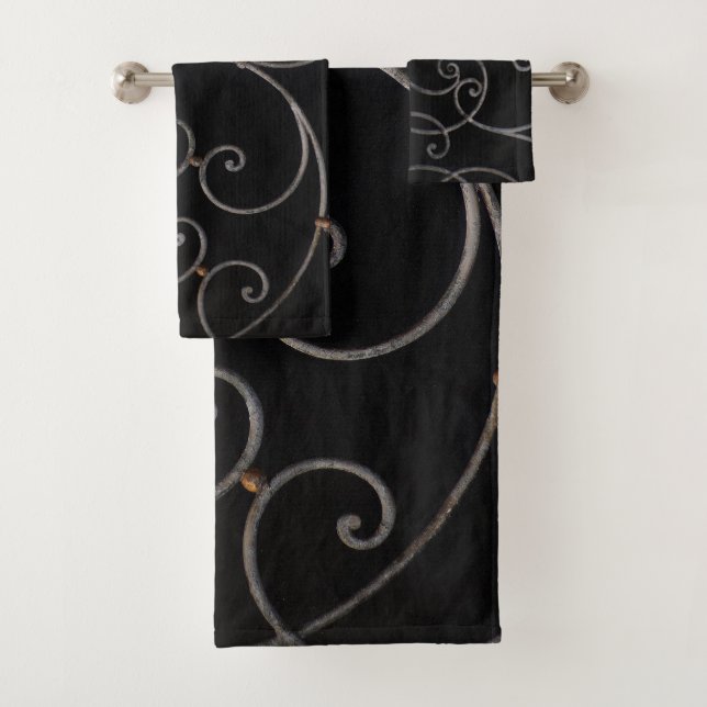 Ensemble de serviettes de bain à tourbillons noir/ (En situation)