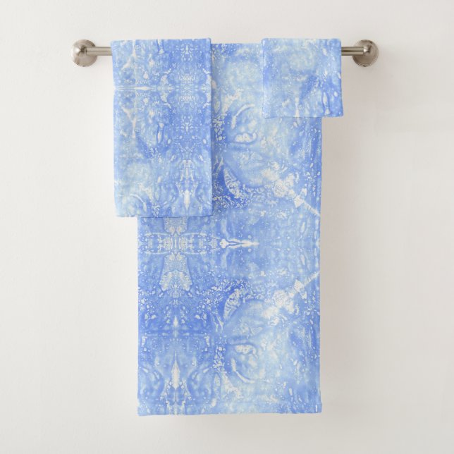 Ensemble de serviettes de bain Abstrait bleu clair (En situation)