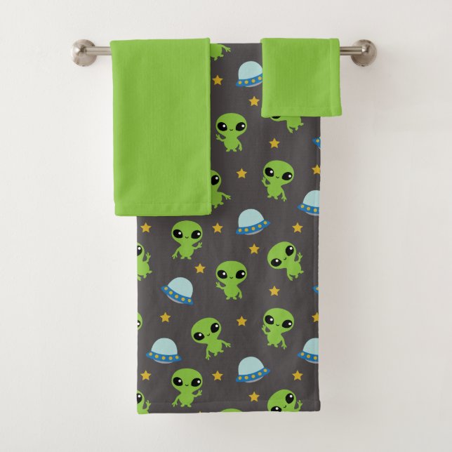 Ensemble de serviettes de bain Aliens (En situation)