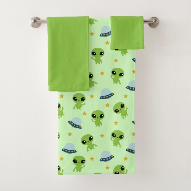 Ensemble de serviettes de bain Aliens (En situation)