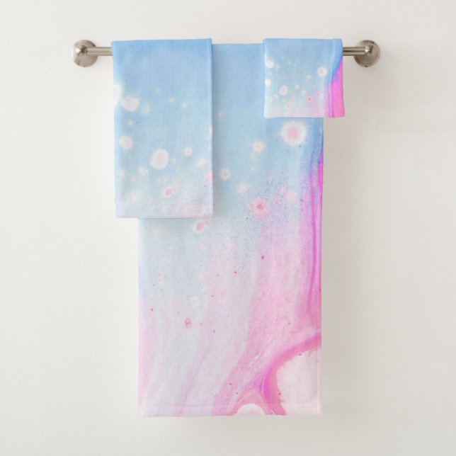 Ensemble de serviettes de bain américaine en coule (En situation)