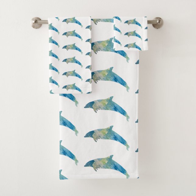 Ensemble de serviettes de bain animal Dolphin Coas (En situation)