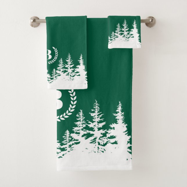 Ensemble de serviettes de bain Arbres Monogrammes  (En situation)