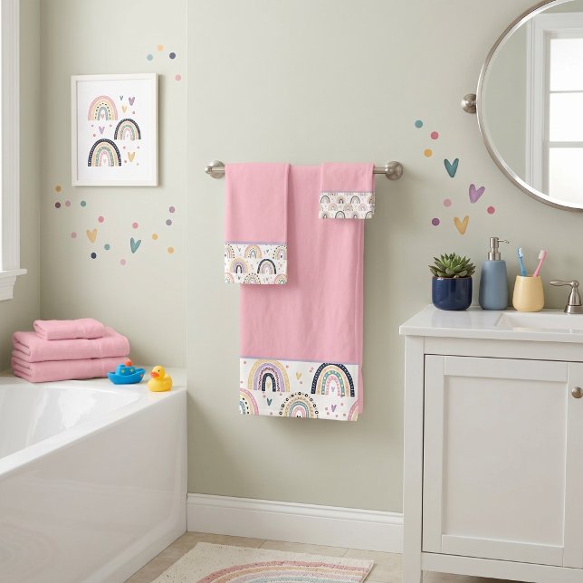 Ensemble de serviettes de bain arc-en-ciel pastel  (Créateur téléchargé)