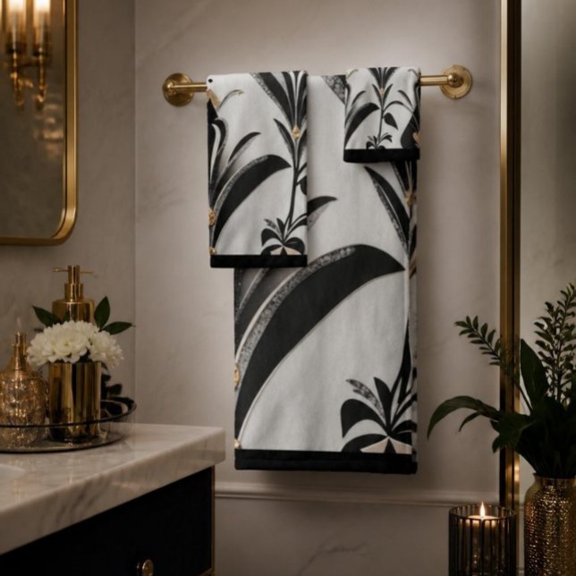Ensemble de serviettes de bain Art Déco à fleurs B (Créateur téléchargé)