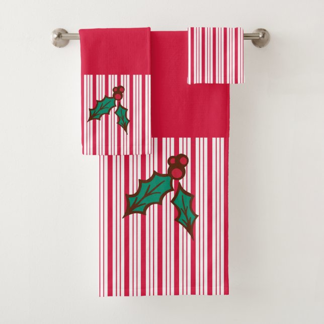 Ensemble de serviettes de bain au poivre de Noël H (En situation)