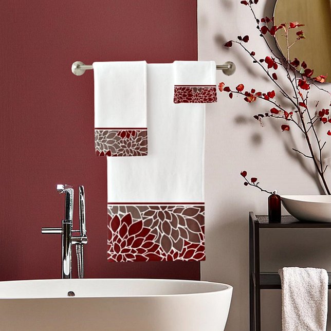Ensemble de serviettes de bain aux dahlias rouges  (Créateur téléchargé)