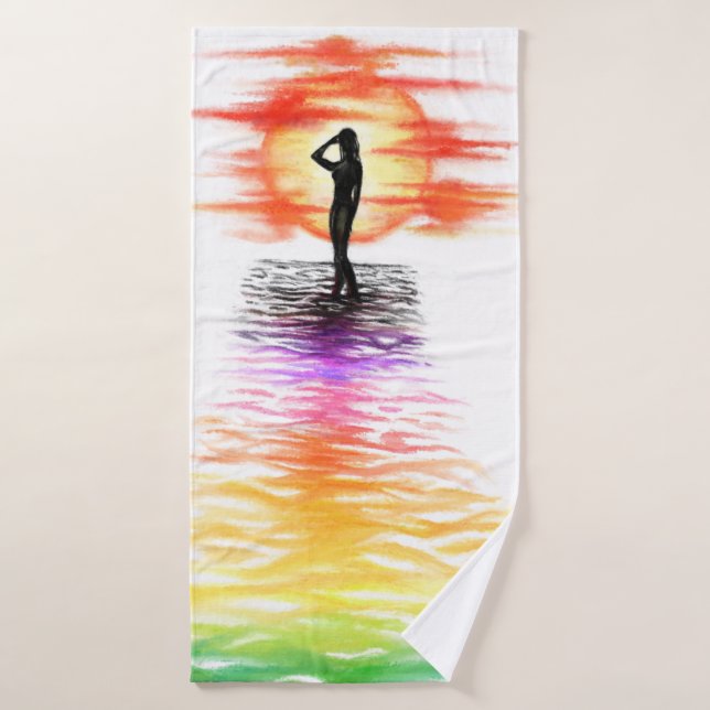 Ensemble de serviettes de bain avec Femme au lever (Serviette de bain)