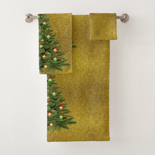 Ensemble de serviettes de bain avec paillettes dor (En situation)